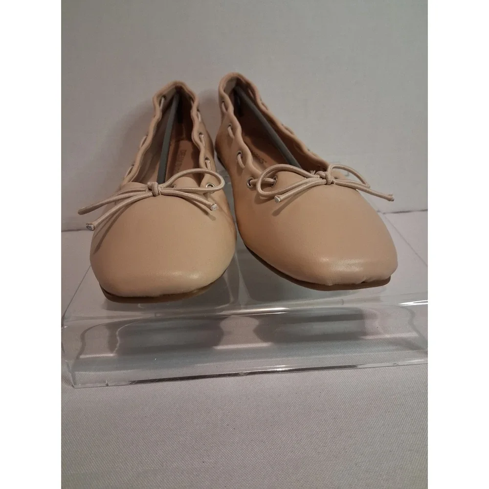 Dream Pairs Women's Beige Ballet Flats Square Toe Bow Slip On Shoes Size 9